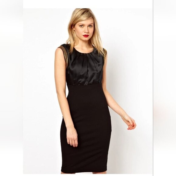 TED BAKER | Silk Dress Pencil Embellished Sleaves US Sz 2 - Picture 1 of 11